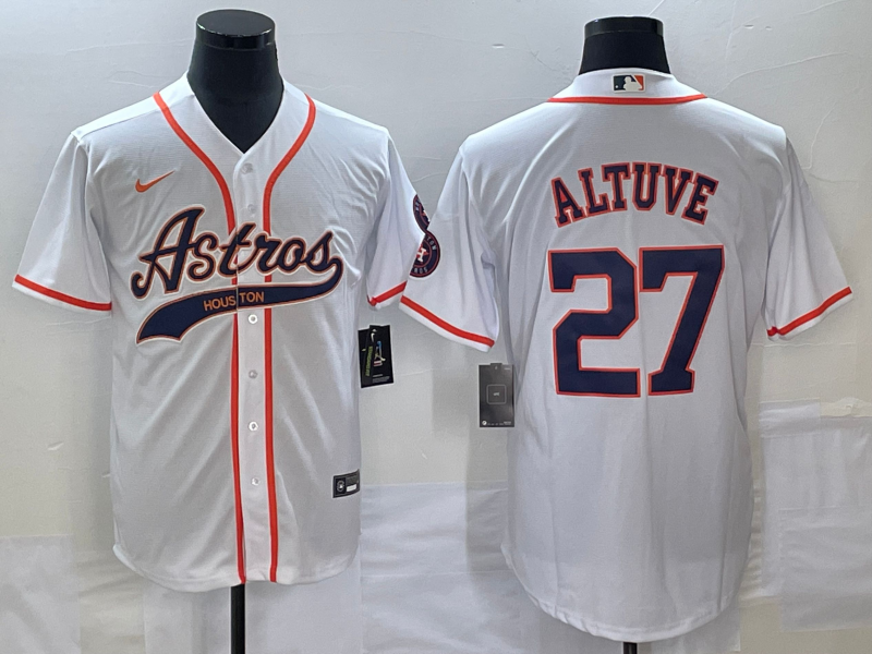 Men's Houston Astros Jose Altuve #27 White Jersey Joint Edition